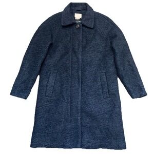 Nümph Denmark Coat Women's S 36 Blue Wool Blend Boucle Tweed 3M Thinsulate Lined
